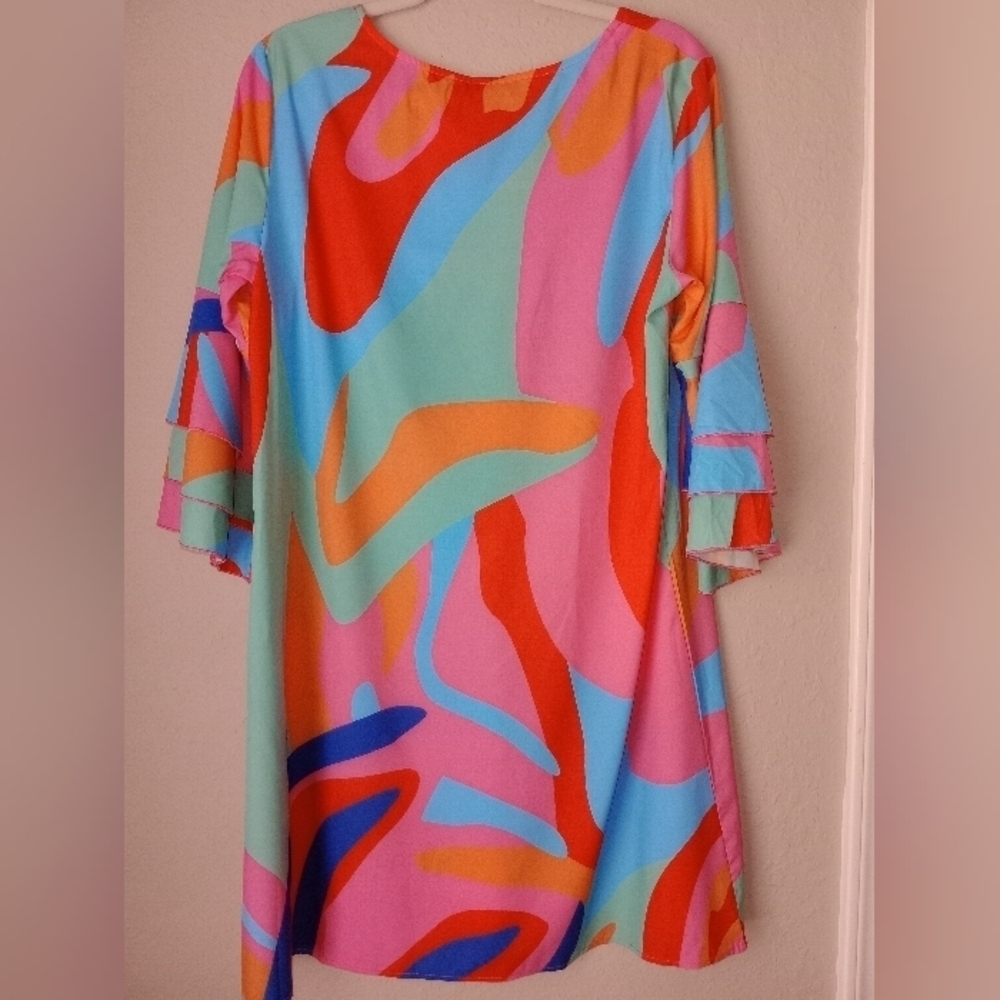 Casual Colorful V-neck Dress Size L - Picture 5 of 8